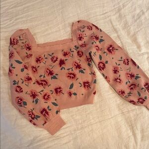 Willow&Wind floral pink cropped sweater